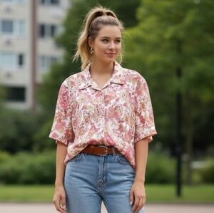 Alia Vintage 90s Retro Artsy Bohemian Paisley Eclectic Grandma Button Down Shirt